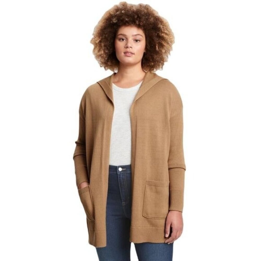GAP Hooded Cardigan Open Front Brown Womens‎ Medium
